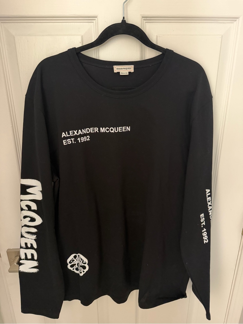Alexander McQueen Black Tee with White Label Detail